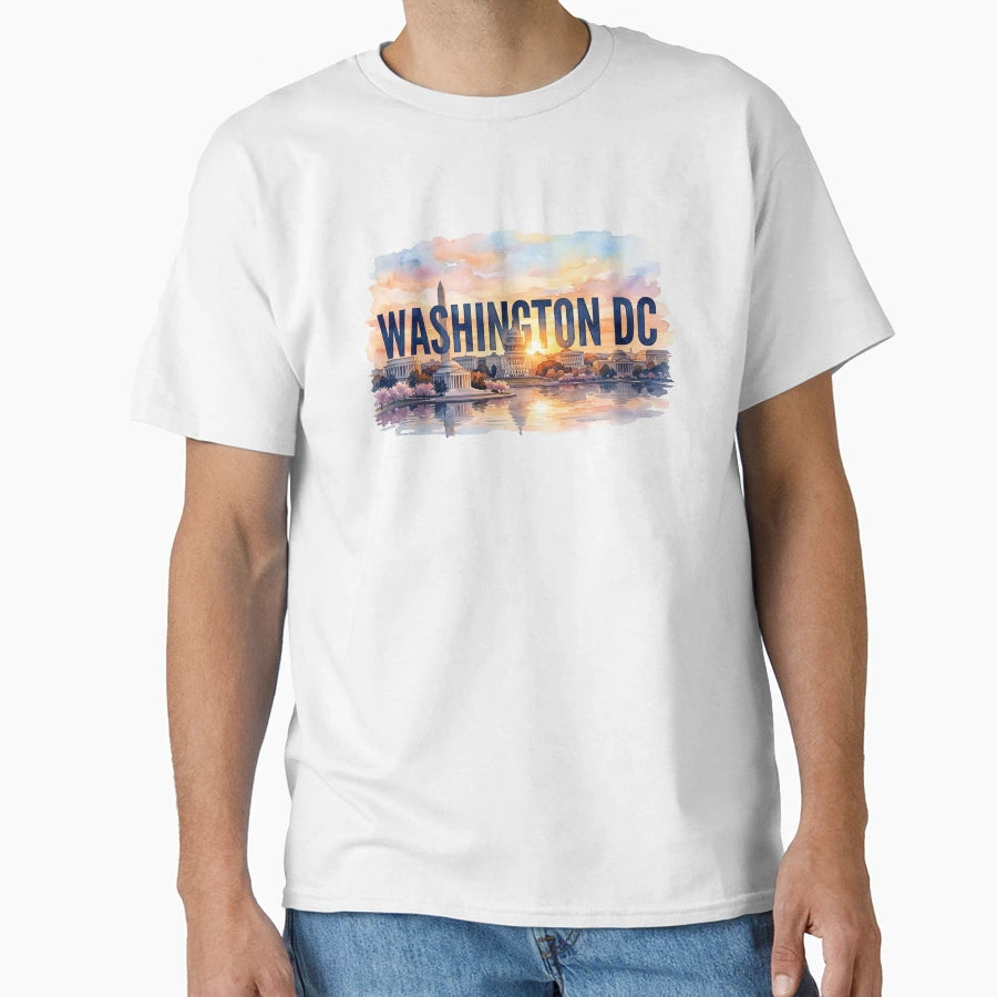 Washington Dc Watercolor Sunset T-Shirt - Streetwear Style for Adults - T-Shirt, Sweatshirt, Hoodie