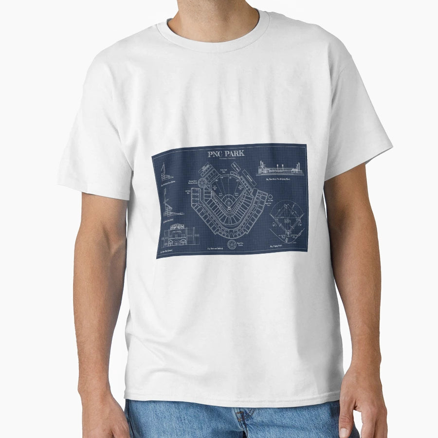 Pnc Park Navy Blueprint T-Shirt - Casual Everyday Wear Unisex - T-Shirt, Sweatshirt, Hoodie