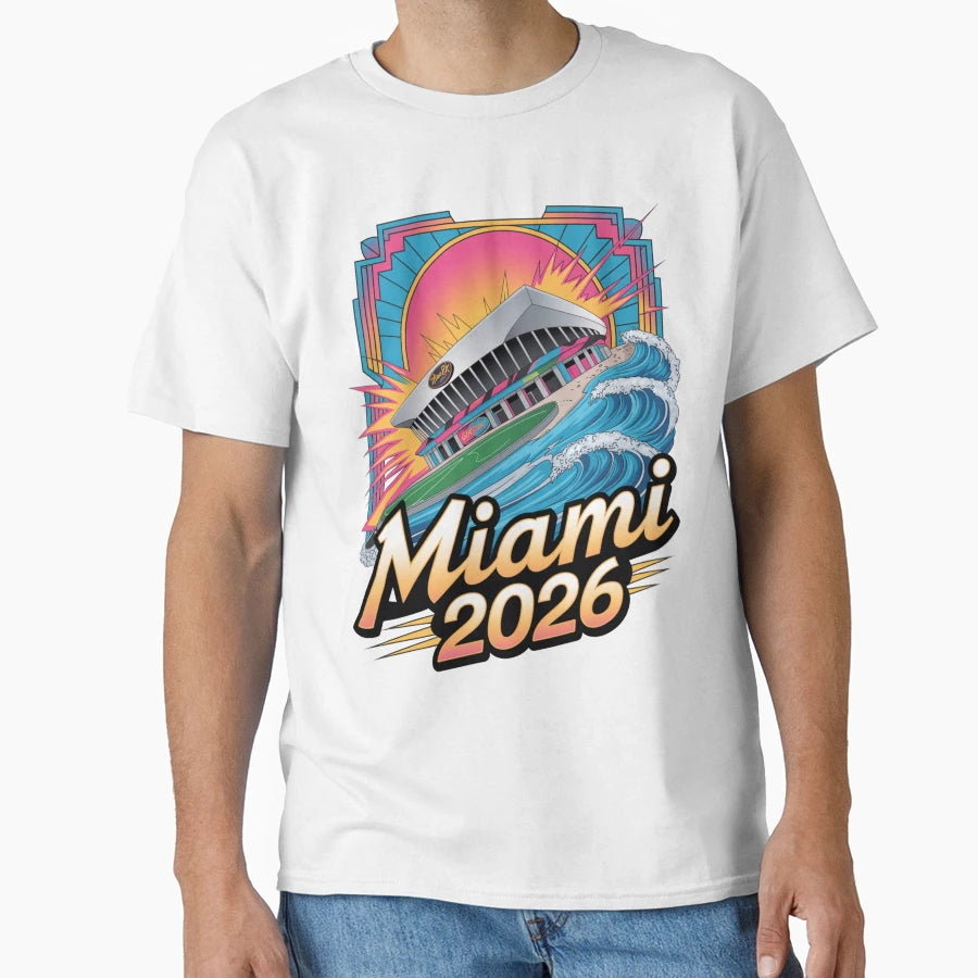 Miami 2026 Ocean Wave Football V16 T-Shirt - Graphic Print Unisex - T-Shirt, Sweatshirt, Hoodie
