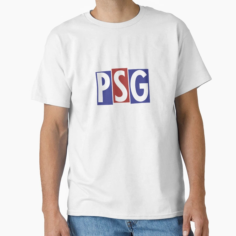 Psg Block Letter Football Club Colors T-Shirt - Casual Everyday Wear Unisex - T-Shirt, Sweatshirt, Hoodie