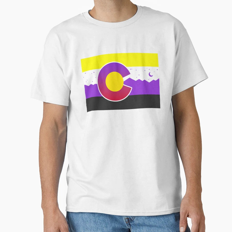Colorado Nonbinary Pride Flag Denver T-Shirt - Graphic Print Men Women - T-Shirt, Sweatshirt, Hoodie