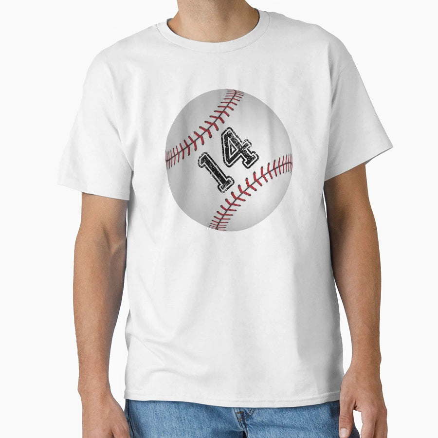 Baseball Ball Number 14 Fourteen T-Shirt - Fun Novelty Design Men Women - T-Shirt, Sweatshirt, Hoodie