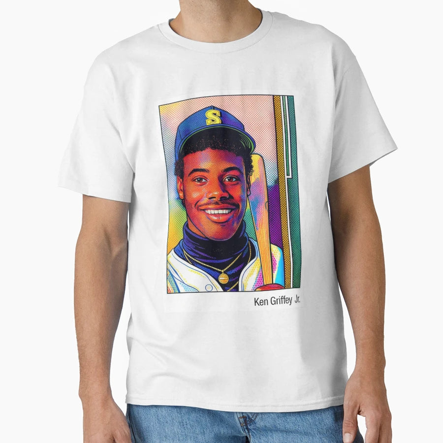 Ken Griffey Jr Rookie Pop Art Portrait T-Shirt - Minimalist Print Unisex - T-Shirt, Sweatshirt, Hoodie