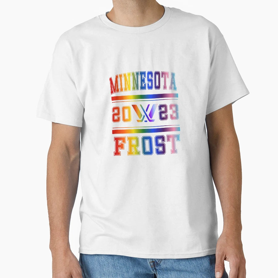 Minnesota Frost Pride Rainbow Pwhl Logo T-Shirt - Novelty Apparel Unisex - T-Shirt, Sweatshirt, Hoodie