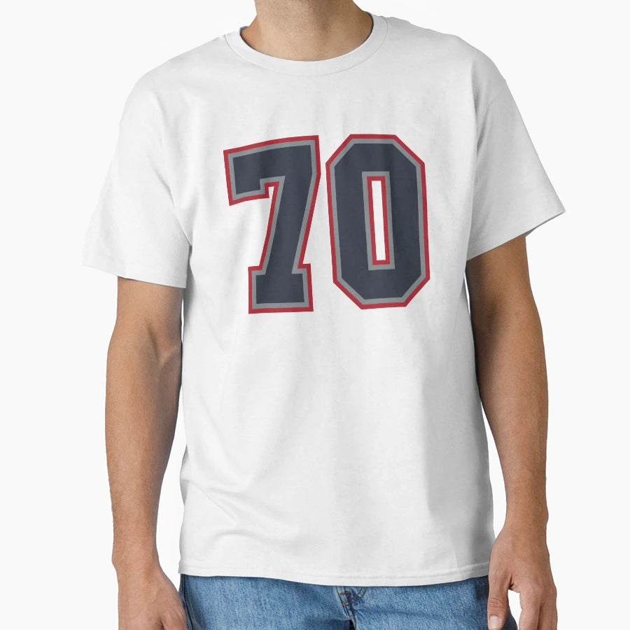 70 Navy Grey Red Sports Number Seventy T-Shirt - Novelty Apparel Unisex - T-Shirt, Sweatshirt, Hoodie