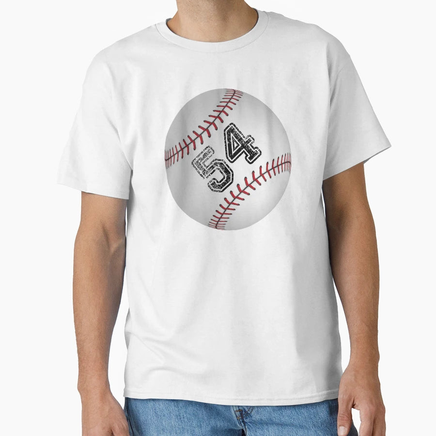 Baseball Ball Number 54 Fifty Four T-Shirt - Custom Art Print Men Women - T-Shirt, Sweatshirt, Hoodie