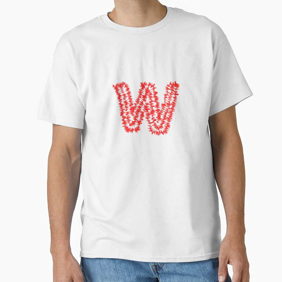 Letter W Red Static Glitch Art T-Shirt - Unique Graphic Unisex - T-Shirt, Sweatshirt, Hoodie
