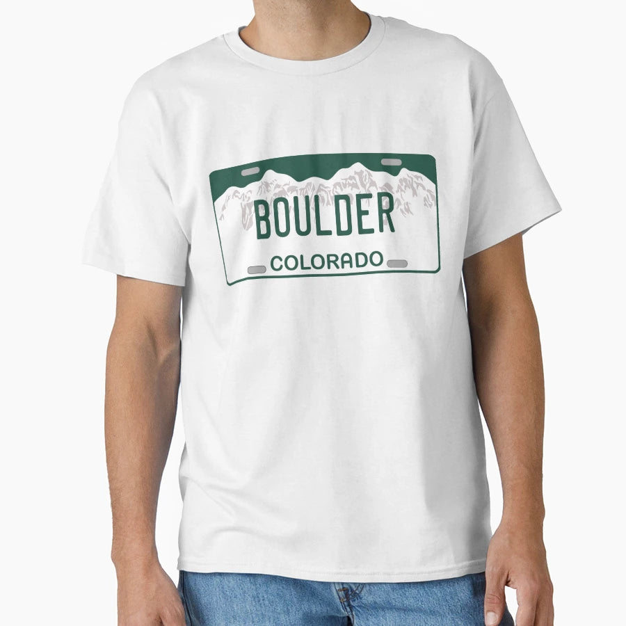 Boulder Colorado License Plate T-Shirt - Novelty Apparel Unisex - T-Shirt, Sweatshirt, Hoodie