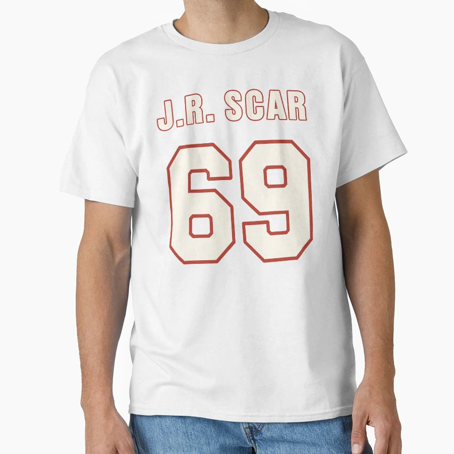 J R Scar 69 Jersey T-Shirt - Minimalist Print for Adults - T-Shirt, Sweatshirt, Hoodie