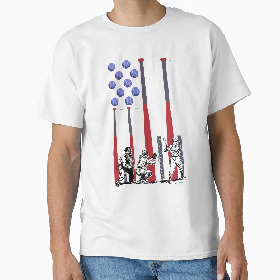 Baseball Usa Flag T-Shirt - Aesthetic Graphic Unisex - T-Shirt, Sweatshirt, Hoodie