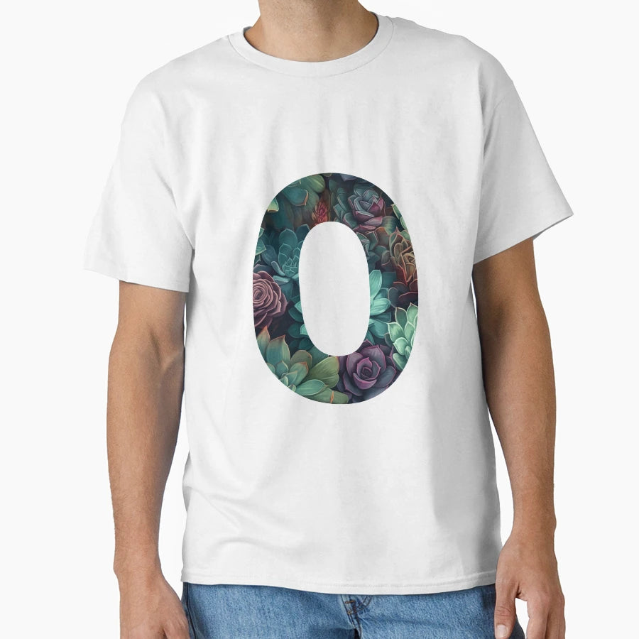 Elegant Succulent Pattern Letter O T-Shirt - Novelty Apparel Men Women - T-Shirt, Sweatshirt, Hoodie