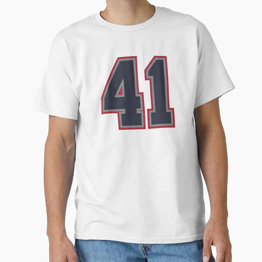 41 Navy Grey Red Sports Number Fourty T-Shirt - Custom Art Print Men Women - T-Shirt, Sweatshirt, Hoodie