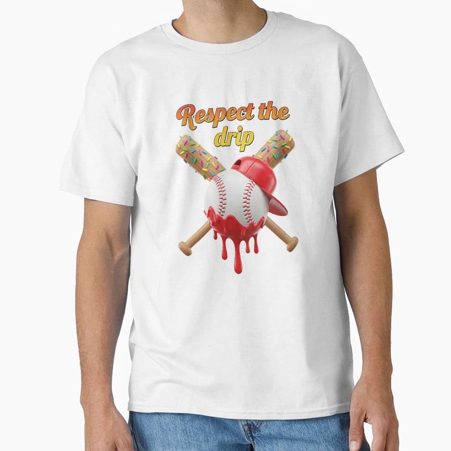 Baseball Drip Ice Cream Bat Drip T-Shirt - Novelty Apparel Men Women - T-Shirt, Sweatshirt, Hoodie