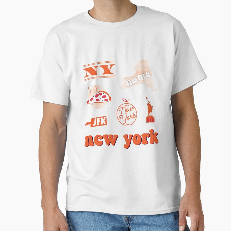 Orange Watercolor New York Us State T-Shirt - Fun Novelty Design Men Women - T-Shirt, Sweatshirt, Hoodie