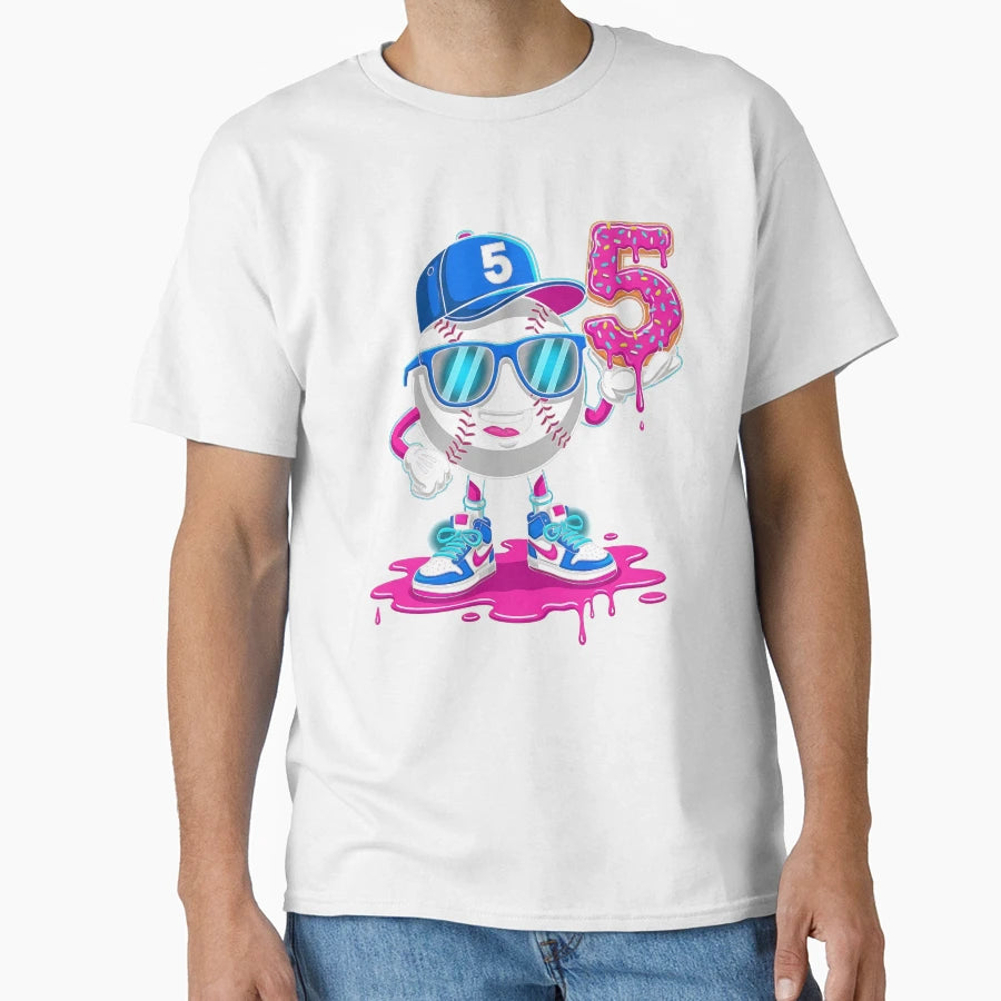 Womens Baseball 5 Year Old Ice Cream T-Shirt - Custom Art Print Unisex - T-Shirt, Sweatshirt, Hoodie