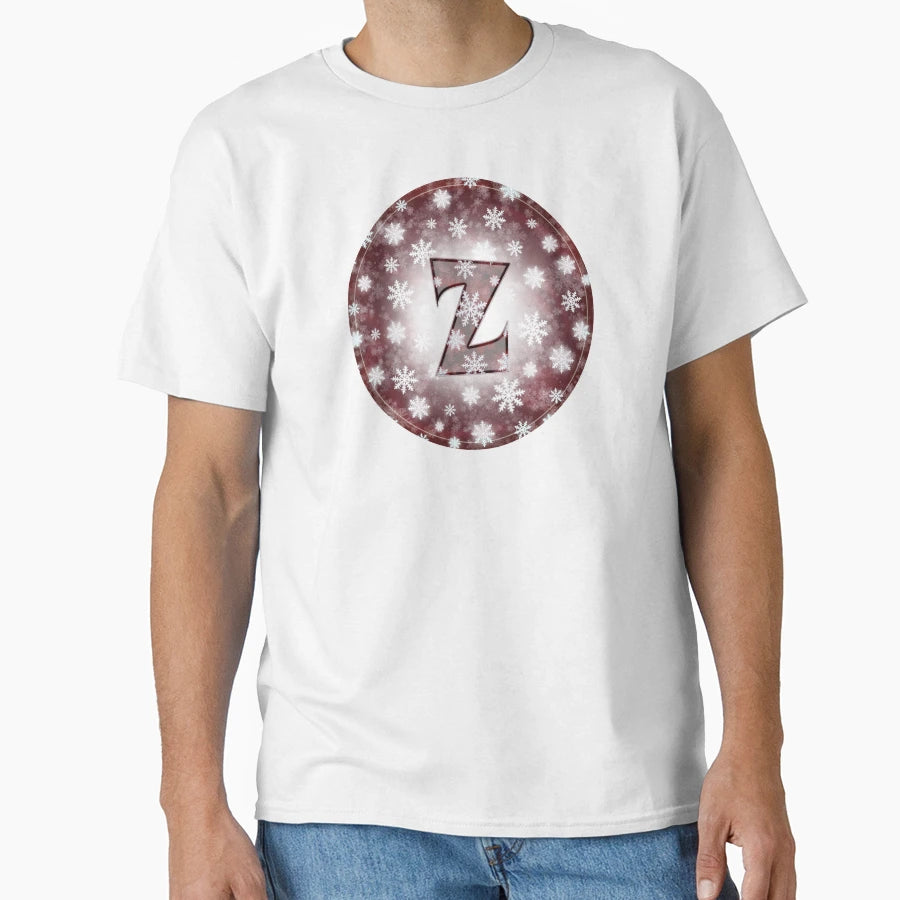 Holiday Snowflakes Letter Z Red T-Shirt - Streetwear Style for Adults - T-Shirt, Sweatshirt, Hoodie