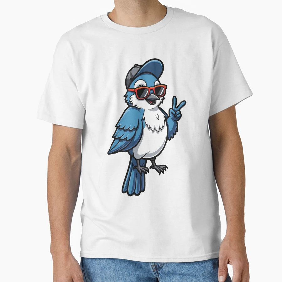 Blue Jay Bird Wearing Sunglasses Funny T-Shirt - Streetwear Style Unisex - T-Shirt, Sweatshirt, Hoodie