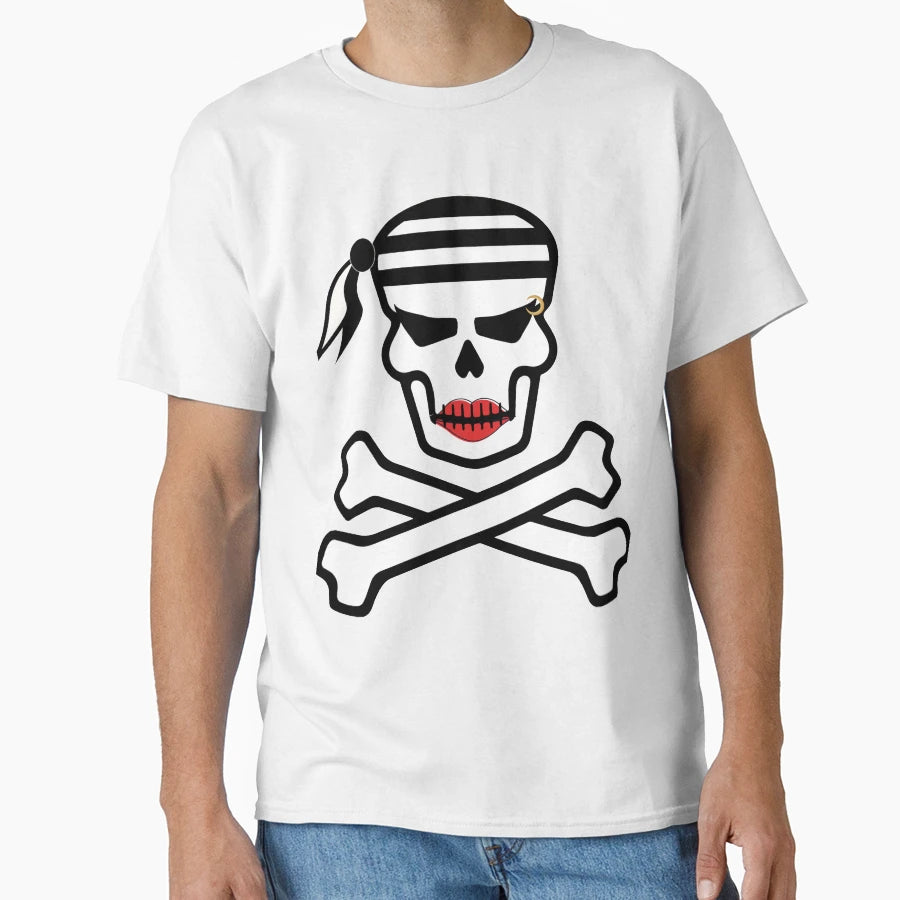 Sexy Lady Pirate Lipstick Skull T-Shirt - Casual Everyday Wear for Adults - T-Shirt, Sweatshirt, Hoodie