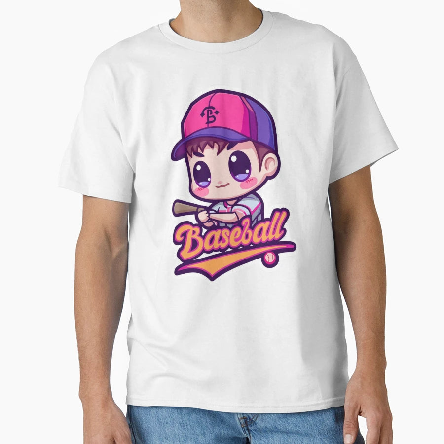 Kawaii Baseball Home Run Anime Art T-Shirt - Minimalist Print for Adults - T-Shirt, Sweatshirt, Hoodie