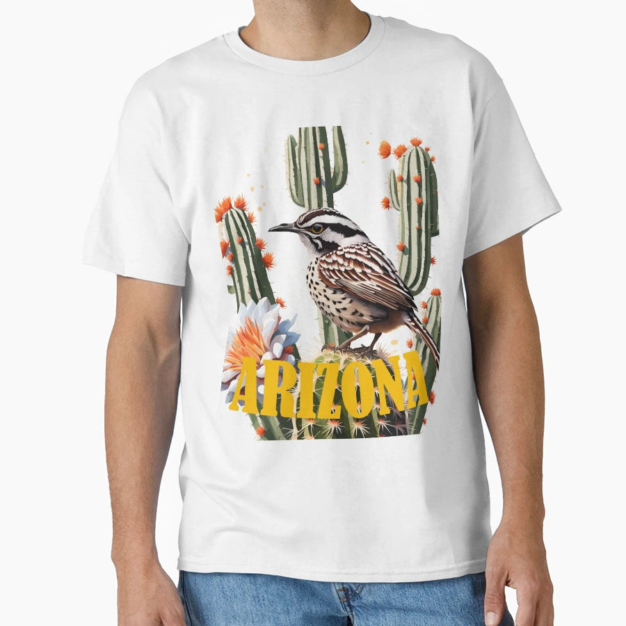 Arizona Cactus Wren Surrounded T-Shirt - Streetwear Style for Adults - T-Shirt, Sweatshirt, Hoodie