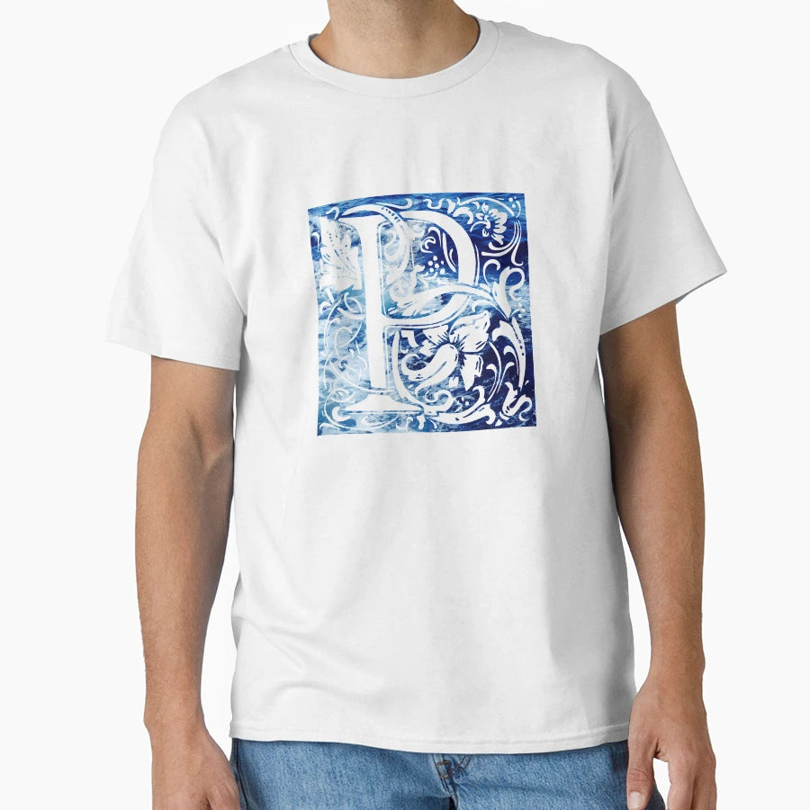 Letter P Blue Ocean Waves T-Shirt - Casual Everyday Wear Men Women - T-Shirt, Sweatshirt, Hoodie