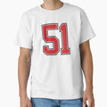 Sports Number 51 Red Black Color T-Shirt - Novelty Apparel for Adults - T-Shirt, Sweatshirt, Hoodie