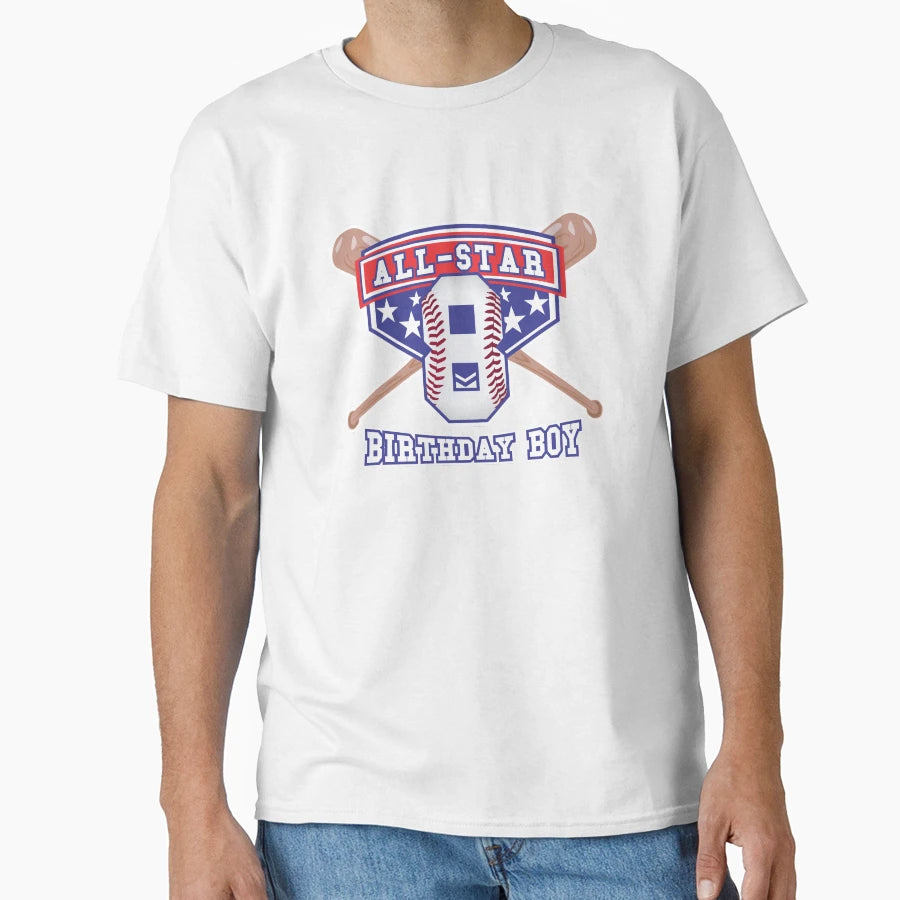 Player All Star 8Th Birthday Baseball T-Shirt - Minimalist Print Men Women - T-Shirt, Sweatshirt, Hoodie