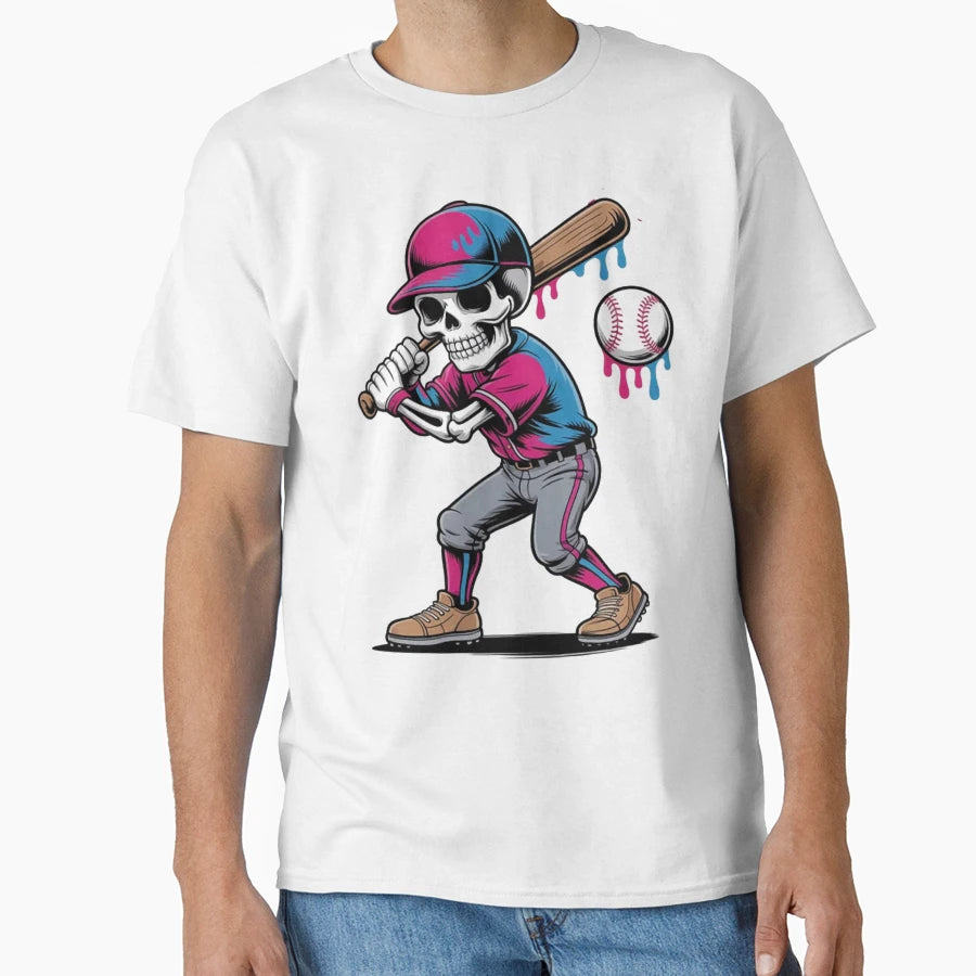 Baseball Skeleton Ice Cream Drip Baseball T-Shirt - Novelty Apparel Unisex - T-Shirt, Sweatshirt, Hoodie