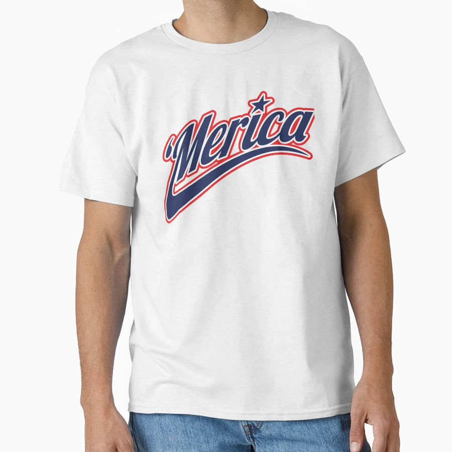 Merica Usa Patriotic Red White And T-Shirt - Custom Art Print Men Women - T-Shirt, Sweatshirt, Hoodie