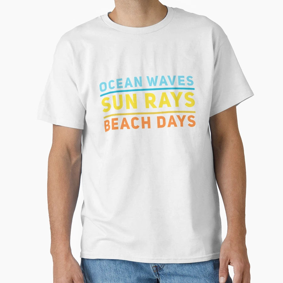 Ocean Waves Sun Rays Beach Days T-Shirt - Fun Novelty Design for Adults - T-Shirt, Sweatshirt, Hoodie
