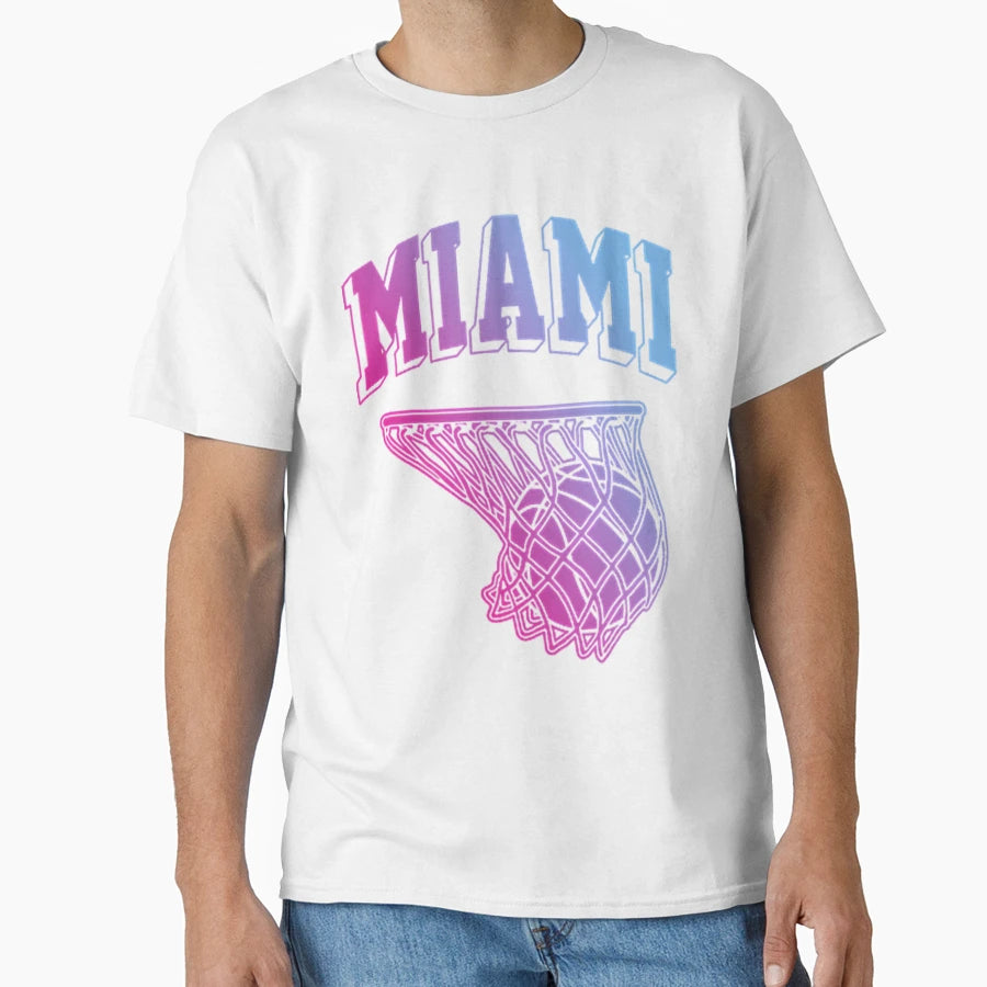 Miami Hoop Black T-Shirt - Fun Novelty Design for Adults - T-Shirt, Sweatshirt, Hoodie