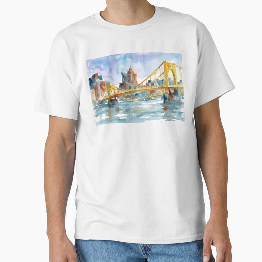 Pittsburgh Clemente Bridge T-Shirt - Unique Graphic for Adults - T-Shirt, Sweatshirt, Hoodie