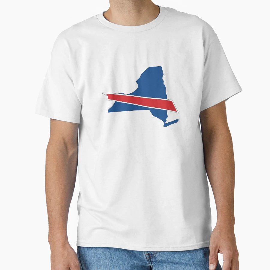 New York State Outline Buffalo Bills T-Shirt - Custom Art Print Men Women - T-Shirt, Sweatshirt, Hoodie