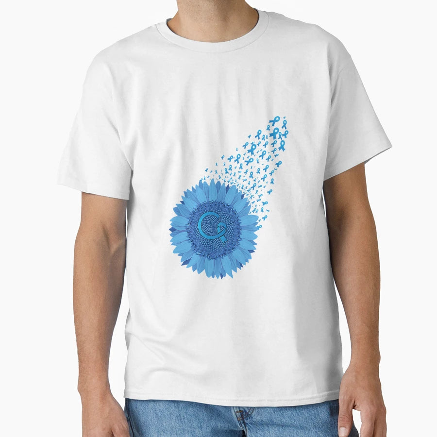 Colon Cancer Awareness Blue Ribbon T-Shirt - Trendy Graphic for Adults - T-Shirt, Sweatshirt, Hoodie
