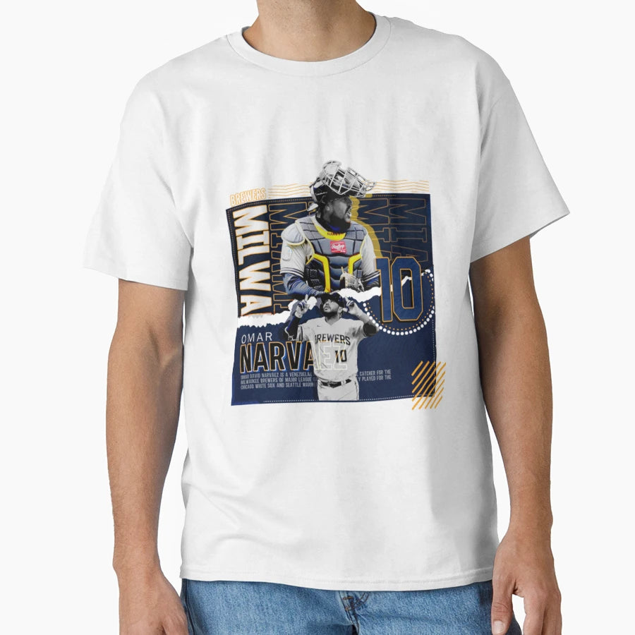 Omar Narvaez Baseball T-Shirt - Custom Art Print Men Women - T-Shirt, Sweatshirt, Hoodie