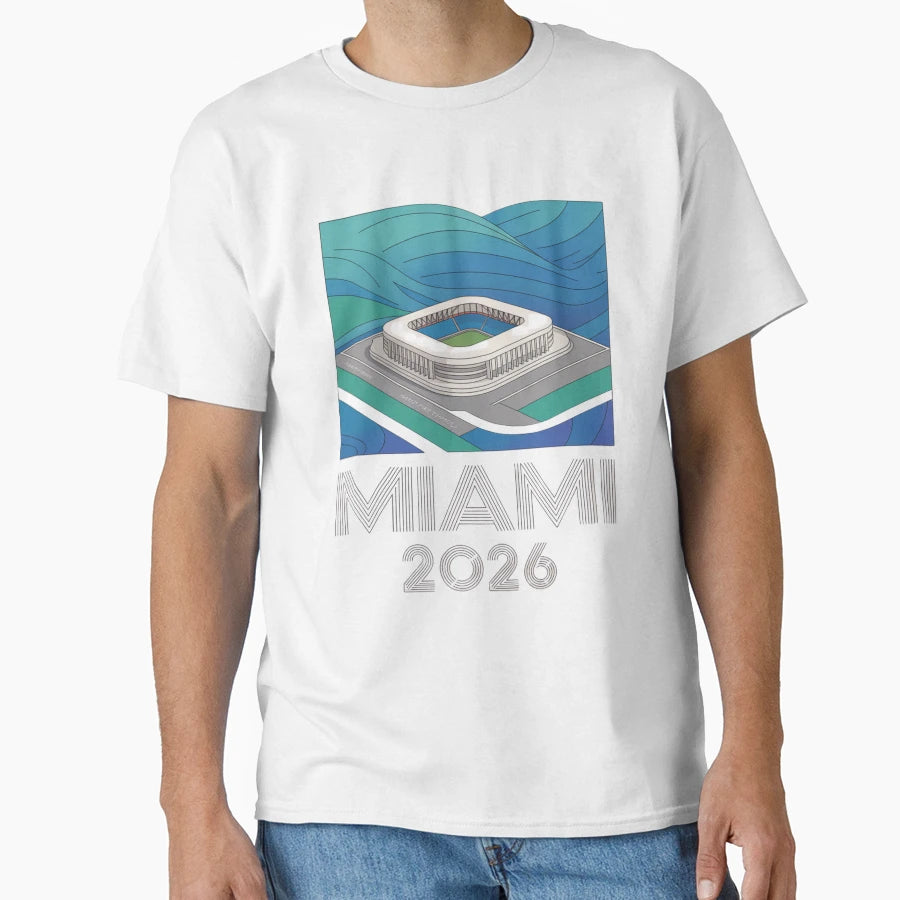 Miami 2026 Ocean Wave Football V8 T-Shirt - Trendy Graphic for Adults - T-Shirt, Sweatshirt, Hoodie