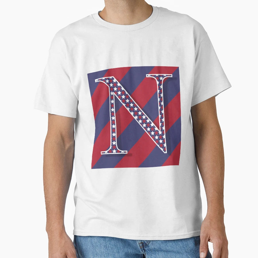 Letter N Americana Old Glory Red And T-Shirt - Custom Art Print Men Women - T-Shirt, Sweatshirt, Hoodie