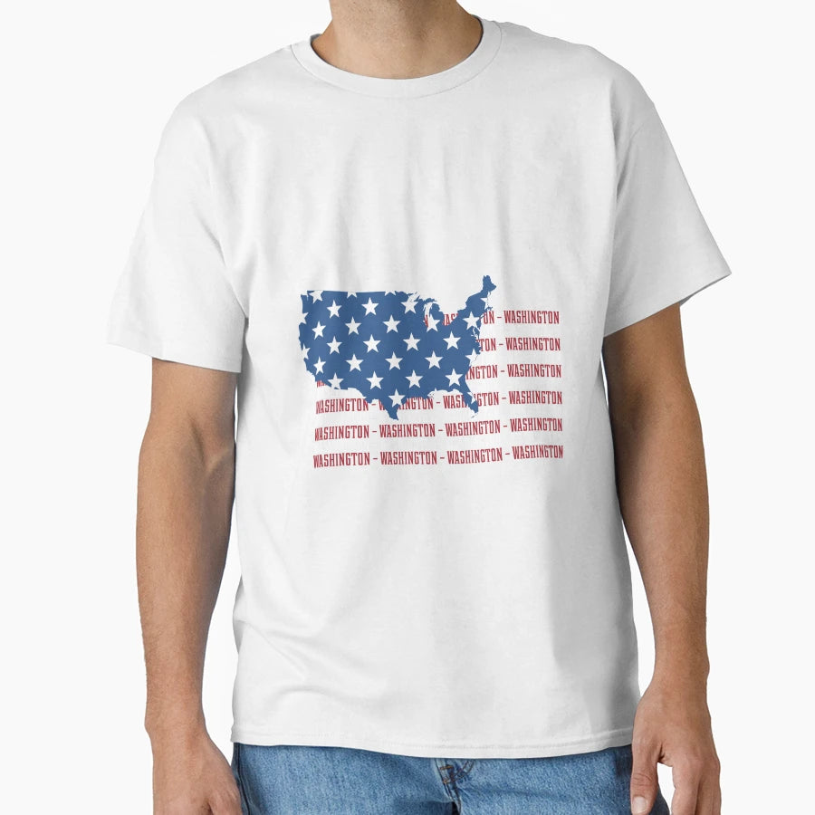 American Flag Washington City T-Shirt - Trendy Graphic for Adults - T-Shirt, Sweatshirt, Hoodie