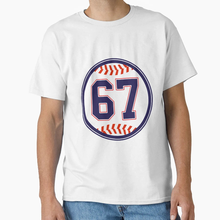 Baseball Jersey Number 67 Sixty Seven T-Shirt - Trendy Graphic Men Women - T-Shirt, Sweatshirt, Hoodie