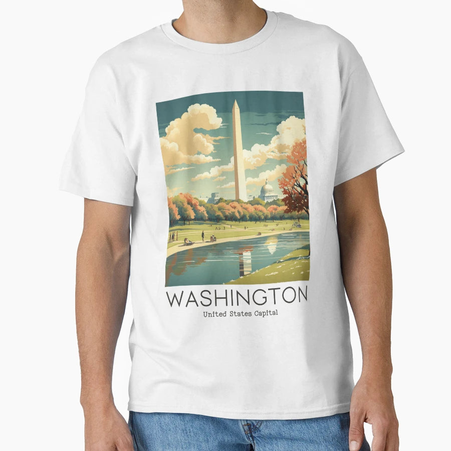 Travel Illustration Washington D C Us T-Shirt - Novelty Apparel Men Women - T-Shirt, Sweatshirt, Hoodie