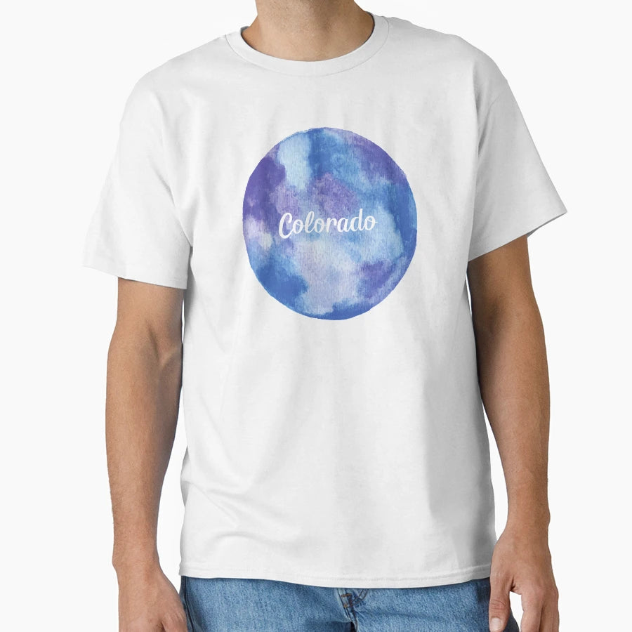 Colorado Round Watercolor Pastel Violet T-Shirt - Trendy Graphic Unisex - T-Shirt, Sweatshirt, Hoodie