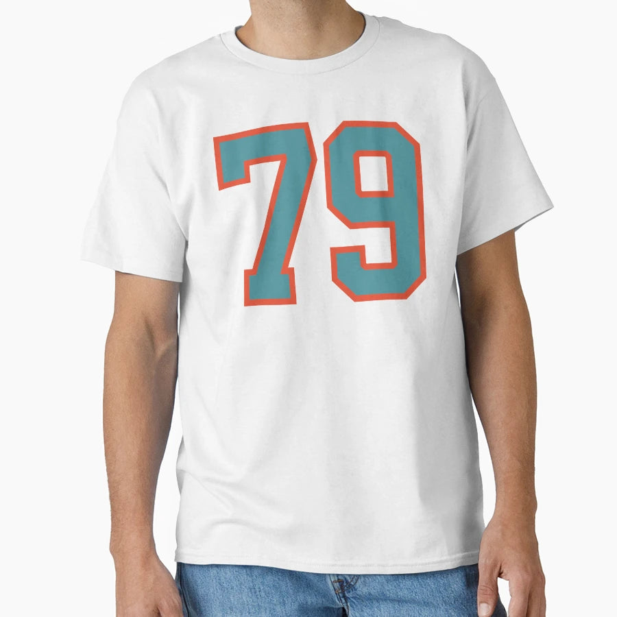 79 Number Aqua Orange Lucky Sports T-Shirt - Aesthetic Graphic for Adults - T-Shirt, Sweatshirt, Hoodie