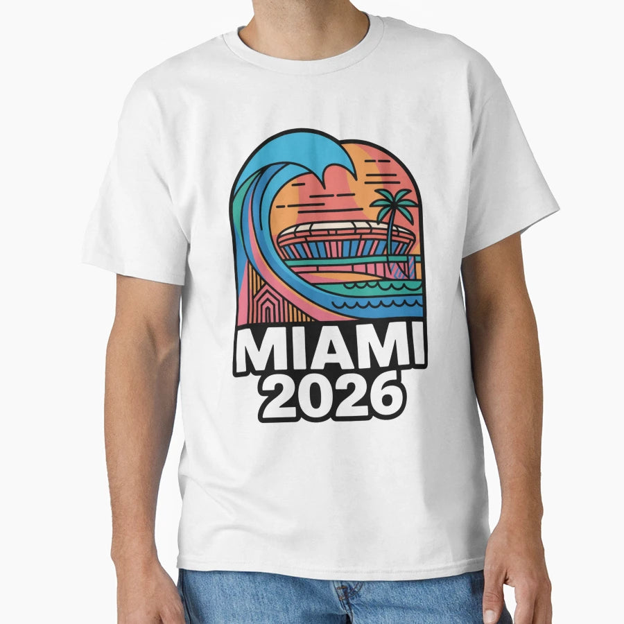 Miami 2026 Ocean Wave Football V19 T-Shirt - Streetwear Style Unisex - T-Shirt, Sweatshirt, Hoodie