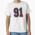 91 Navy Grey Red Sports Number Ninety T-Shirt - Custom Art Print Men Women - T-Shirt, Sweatshirt, Hoodie