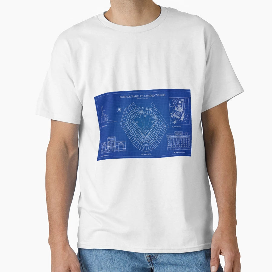 Oriole Park Camden Yards Blueprint Version T-Shirt - Trendy Graphic Unisex - T-Shirt, Sweatshirt, Hoodie