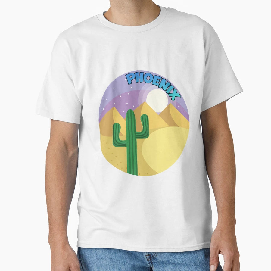 Phoenix Night Sky Cactus T-Shirt - Graphic Print Unisex - T-Shirt, Sweatshirt, Hoodie