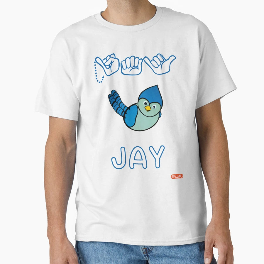 Spellimals Jay Version T-Shirt - Minimalist Print for Adults - T-Shirt, Sweatshirt, Hoodie