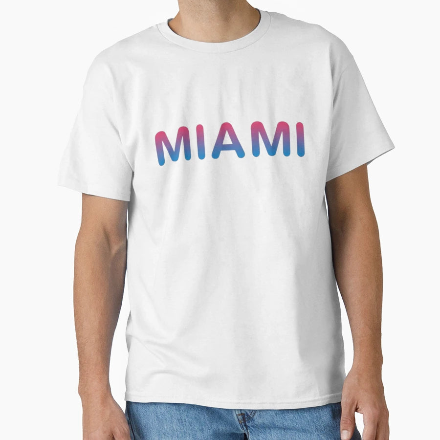 Miami Neon Gradient Modern Typography Art T-Shirt - Graphic Print Unisex - T-Shirt, Sweatshirt, Hoodie