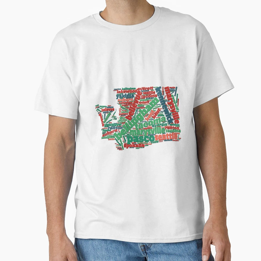 Washington Cities T-Shirt - Aesthetic Graphic Men Women - T-Shirt, Sweatshirt, Hoodie