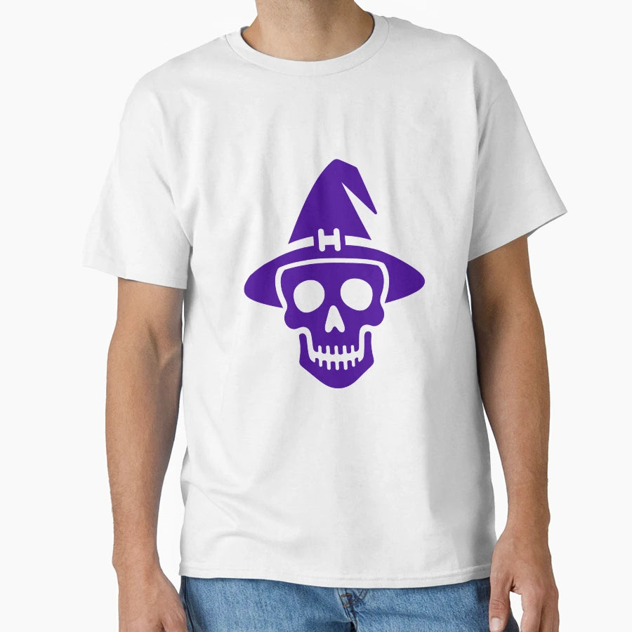 Purple Witch Skull Minimal Gothic T-Shirt - Novelty Apparel for Adults - T-Shirt, Sweatshirt, Hoodie